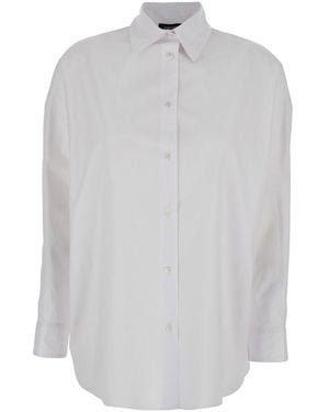 Plain Shirt With Classic Collar And Long Sleeves - White