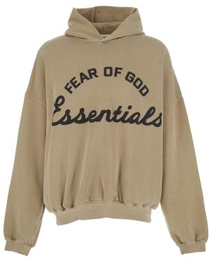 Fear Of God Hoodie With Fixed Hood And Maxi Logo Lettering On The Front - Natural