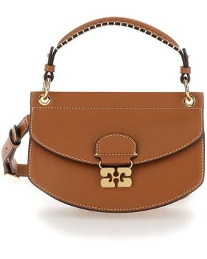 Ganni Apo-G Bag Mini Top Handle - Brown