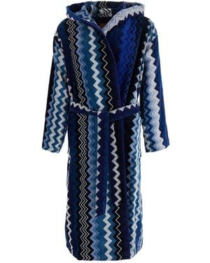 Missoni Giacomo Bathrobe With Hood - Blue
