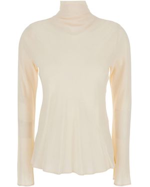 Semicouture Flared Blouse With High Neck - White