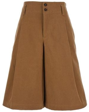Chloé Bermuda Pants With Belt Loops And Wide Leg - Brown