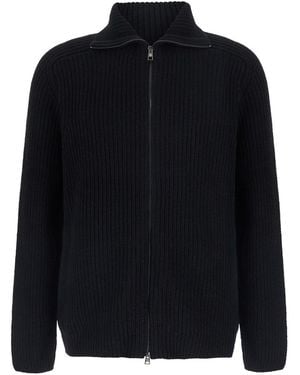 Tagliatore Cardigan With Zip Closure And Ribbed Texture - Blue