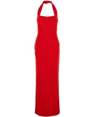 Solace London 'Ilona' Long Dress With Square Neckline - Red