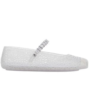 Jimmy Choo 'The Jelly' Ballet Shoes With Square Toe And Crystal - White