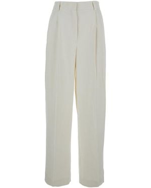 TOTEME High-Waist Cotton Blend Pants - White