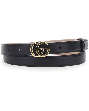Gucci Flat Gg Marmont Belt 30 Joyful Leather - White