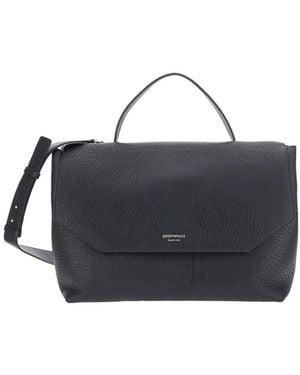 Emporio Armani Handbag With Logo Lettering On The Front - Black