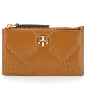 Tory Burch Portacarte Con Logo Doppia T - Marrone