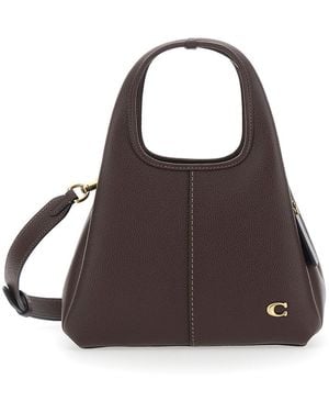 COACH Polished Pebble Leather Lana Shoulder Bag 23 - Brown