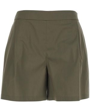 Le Plain Shorts With Semi-Elasticated Waist And Side Clos - Green