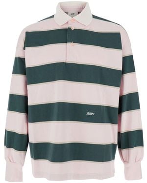 Autry Polo Con Colletto Classico E Motivo A Righe All-Over - Grigio