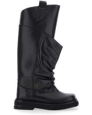 The Attico 'Passeggiata' Boots With Heel-Tab And Rubber Sole - Black