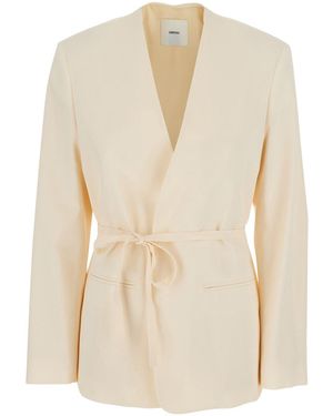 Grifoni Jacket With Front Closure And Pockets For - Natural