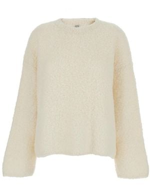 TOTEME Crewneck Jumper With Ribbed Trims - White