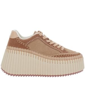 Chloé Sneaker With Suede Detail - Natural
