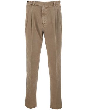 PT Torino Trousers With Pockets And Ribbed Hems - Natural