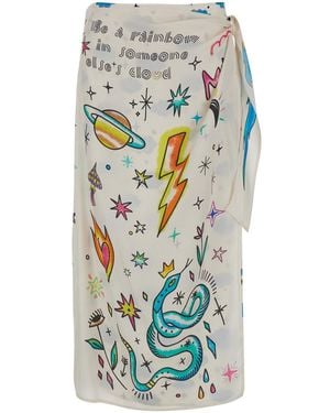 ME 369 'Amber' Wrap Skirt With All-Over Print - Grey