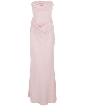 ROTATE BIRGER CHRISTENSEN Long Sleeveless Dress With Draping - Pink