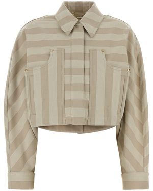 Fendi Giubbino in drill ricamato - Neutro