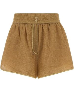 Oséree Gold Nylon Blend Shorts - Natural