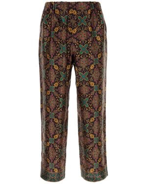 Pantamolle Printed Satin Gajardo Pant - Multicolour