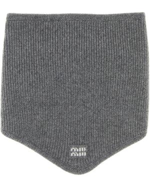 Miu Miu Sciarpa in misto lana grigia - Grigio