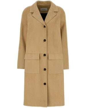 Ferragamo Cappotto in pelle scamosciata beige - Neutro
