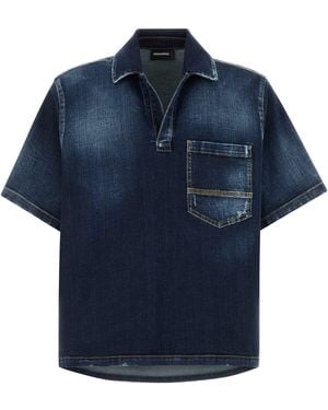 DSquared² Blue Stretch Denim Shirt