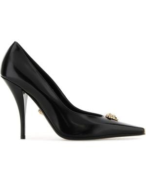 Versace Black Leather Court Shoes