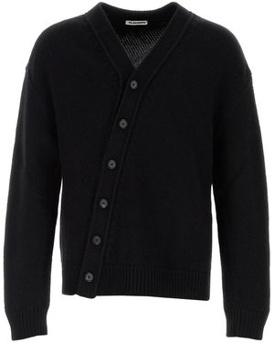 Jil Sander V Neck Cardigans - Black