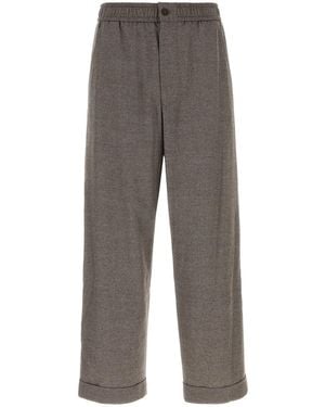 Giorgio Armani Melange Brown Wool Blend Pant - Grey
