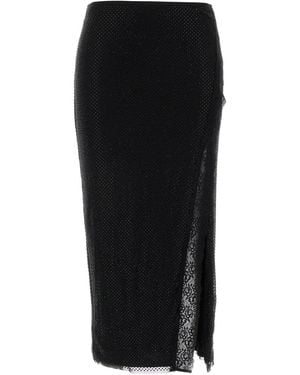 Self-Portrait Embellished Mesh Skirt - Black