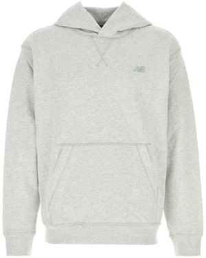 New Balance Melange Light Gray Cotton Sweatshirt - White