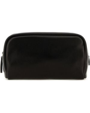 The Row Black Leather Astra Beauty Case