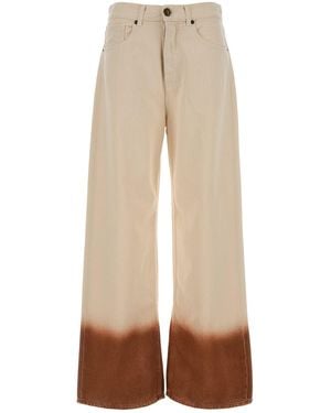Alanui Two-tone Denim Wide-leg Jeans - Natural