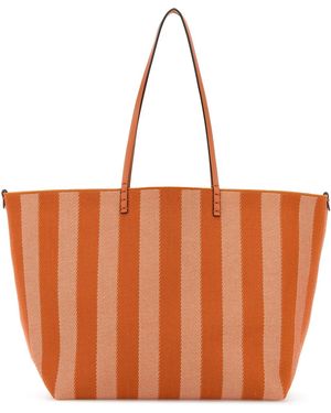 Fendi Borsa shopping Roll grande in jacquard ricamato - Arancione