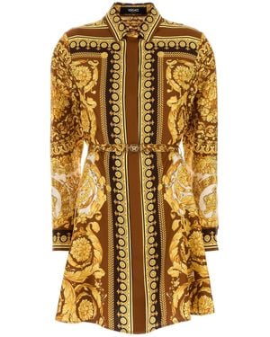 Versace Printed Twill Shirt Dress - Metallic
