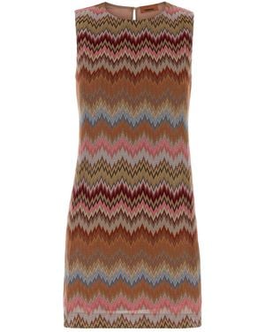 Missoni Embroidered Viscose Mini Dress - Brown