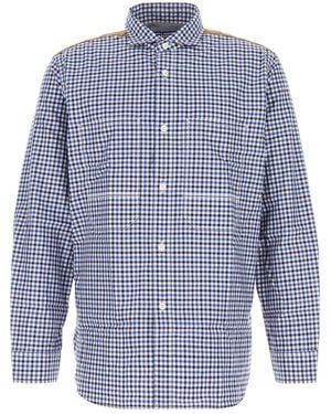 Junya Watanabe Camicia in cotone ricamato - Blu