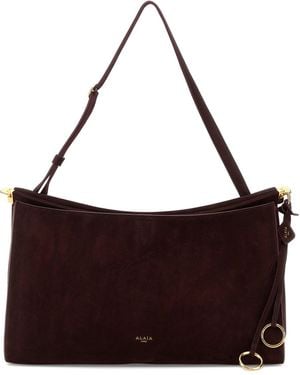Alaïa Aubergine Suede Large East West Shoulder Bag - Brown