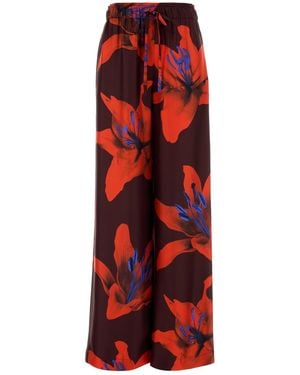 McQueen Floral Print Trousers - Red