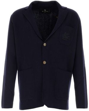 Etro Navy Blue Wool Blend Blazer
