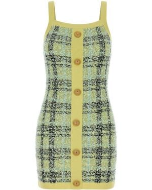 Balmain Embroidered Tweed Dress - Green