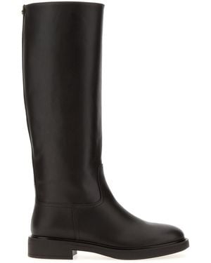 Gianvito Rossi Dark Brown Leather Ascott Boots - Black