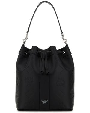 MCM Black Leather Bucket Bag