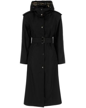 Burberry Black Nylon Trench Coat