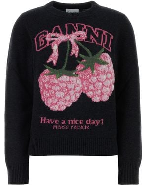 Ganni Slate Wool Blend Sweater - Black