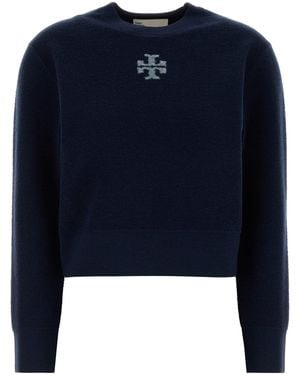 Tory Burch Navy Blue Wool Blend Jumper
