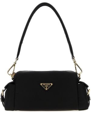 Prada Borsa a spalla in tela nera - Nero